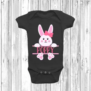 Personalised Easter Bunny Girls Baby Grow