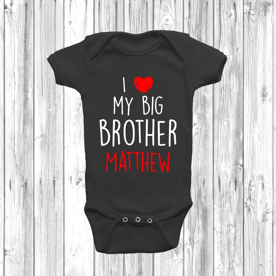 Personalised I Love My Big Brother Baby Grow