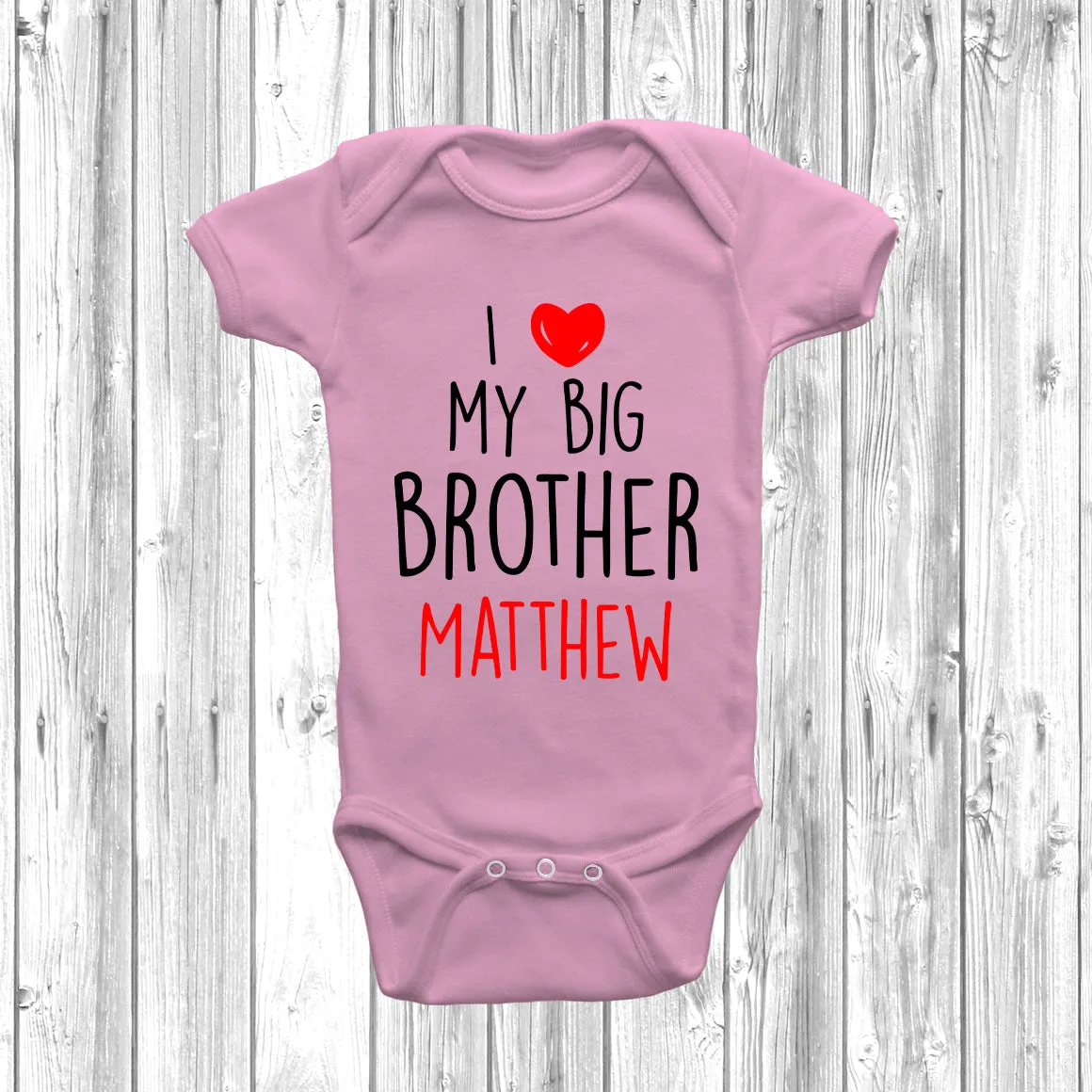 Personalised I Love My Big Brother Baby Grow