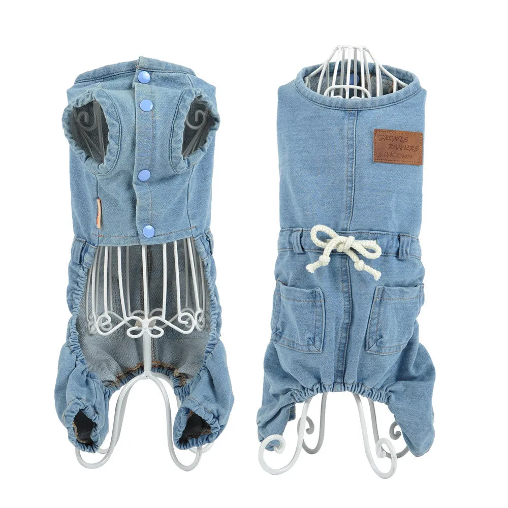 Pet Cat Dog classic Denim jeans Shirt Strap Jeans Coat Vest Jacket Jumpsuit Small Dog Clothes S M L XL