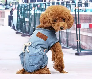 Pet Cat Dog classic Denim jeans Shirt Strap Jeans Coat Vest Jacket Jumpsuit Small Dog Clothes S M L XL