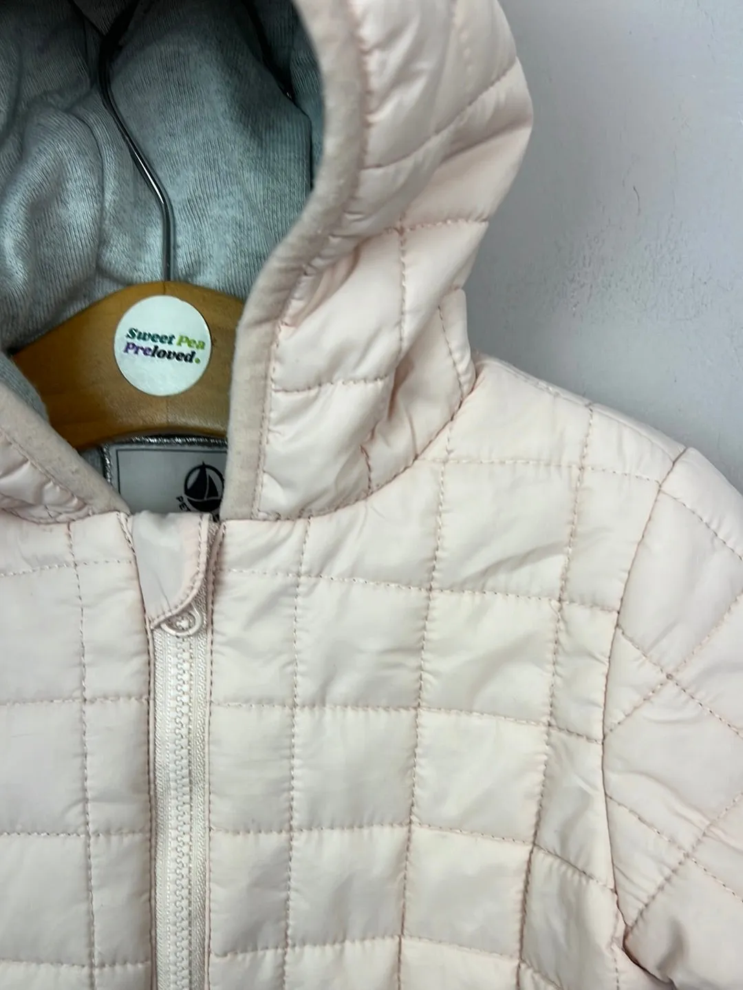 Petit Bateau Pale Pink Quilted jacket 12m