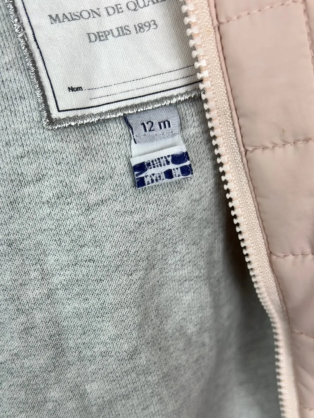 Petit Bateau Pale Pink Quilted jacket 12m