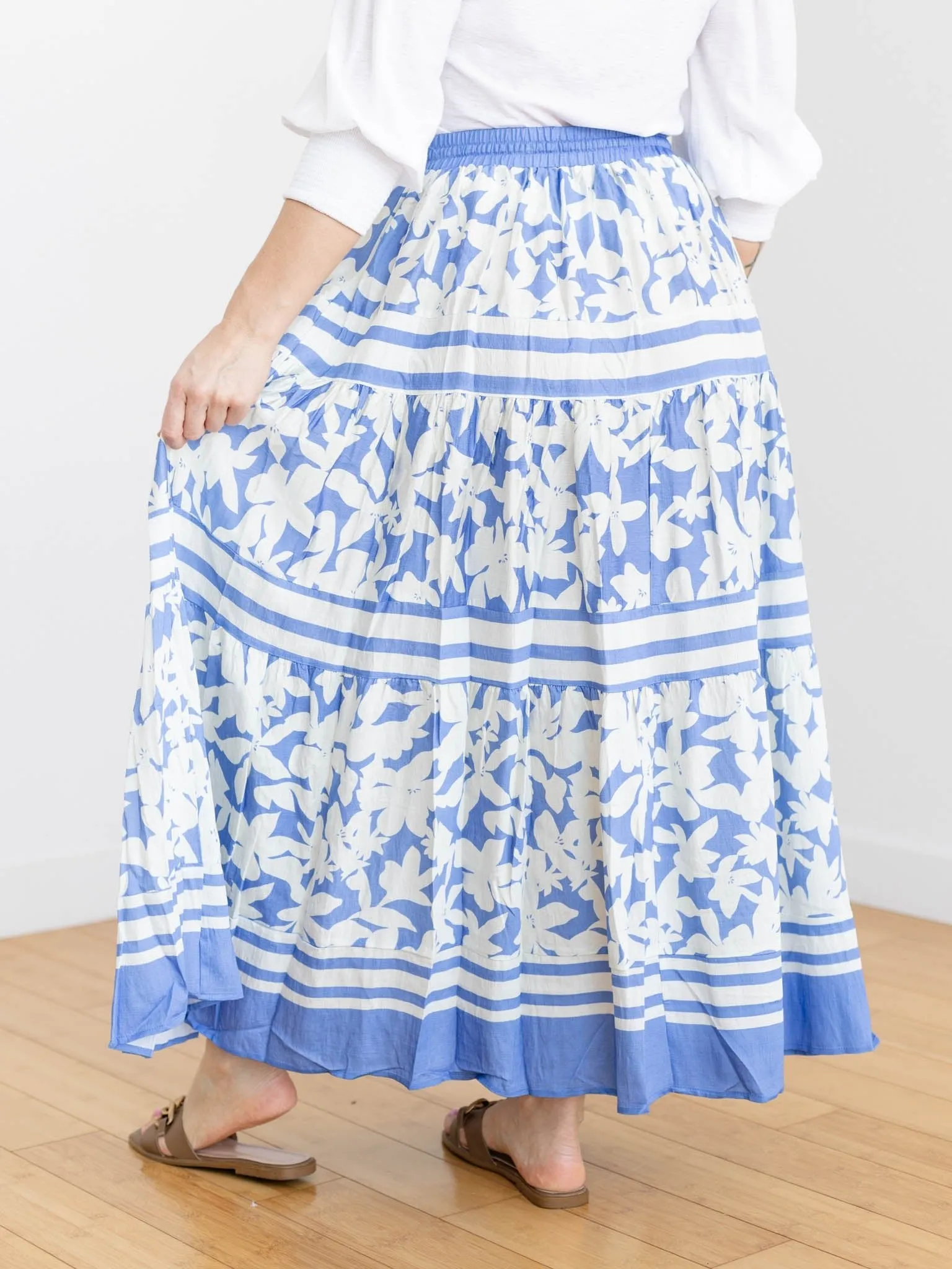 PINCH Floral Print Tiered Maxi Skirt