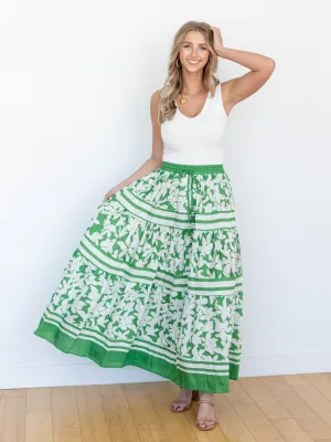 PINCH Floral Print Tiered Maxi Skirt