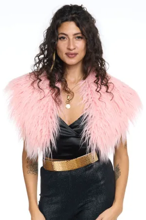 Pink Mongolian Faux Fur Stole