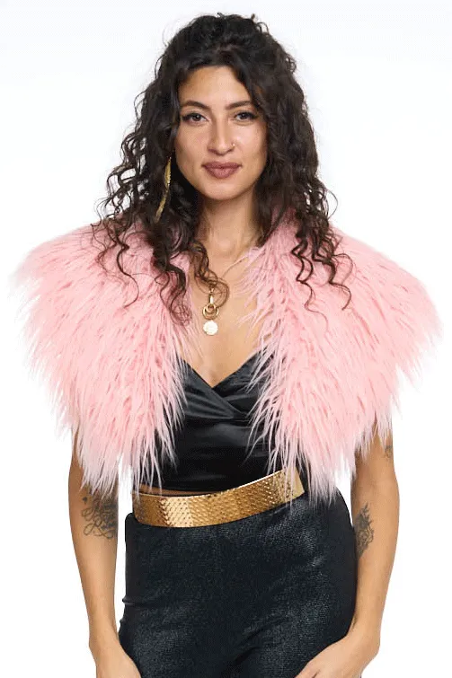 Pink Mongolian Faux Fur Stole