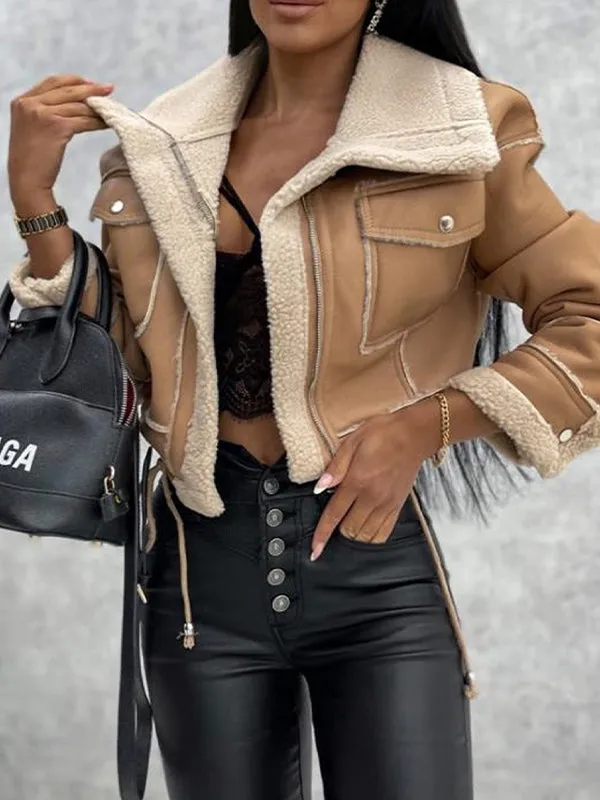 Plain vintage lambswool short jacket with zip