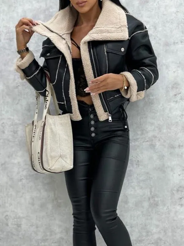Plain vintage lambswool short jacket with zip