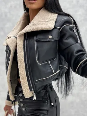 Plain vintage lambswool short jacket with zip