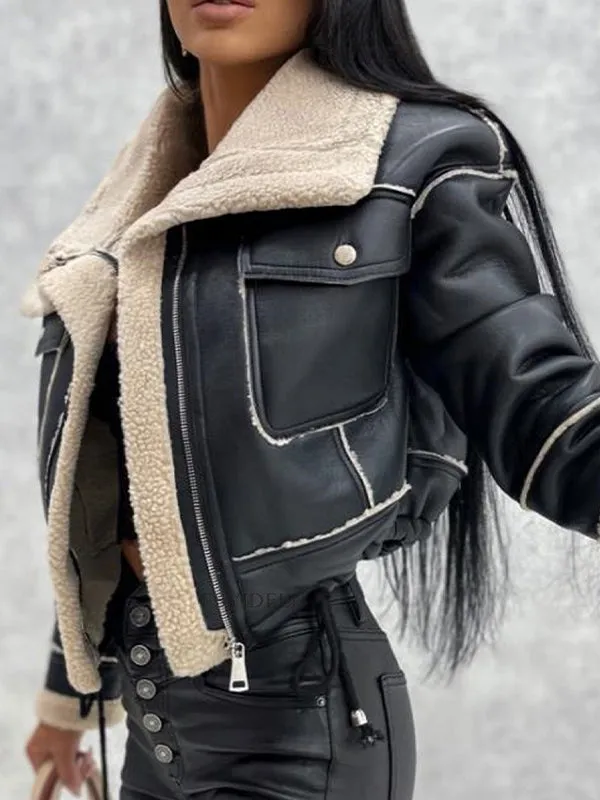 Plain vintage lambswool short jacket with zip
