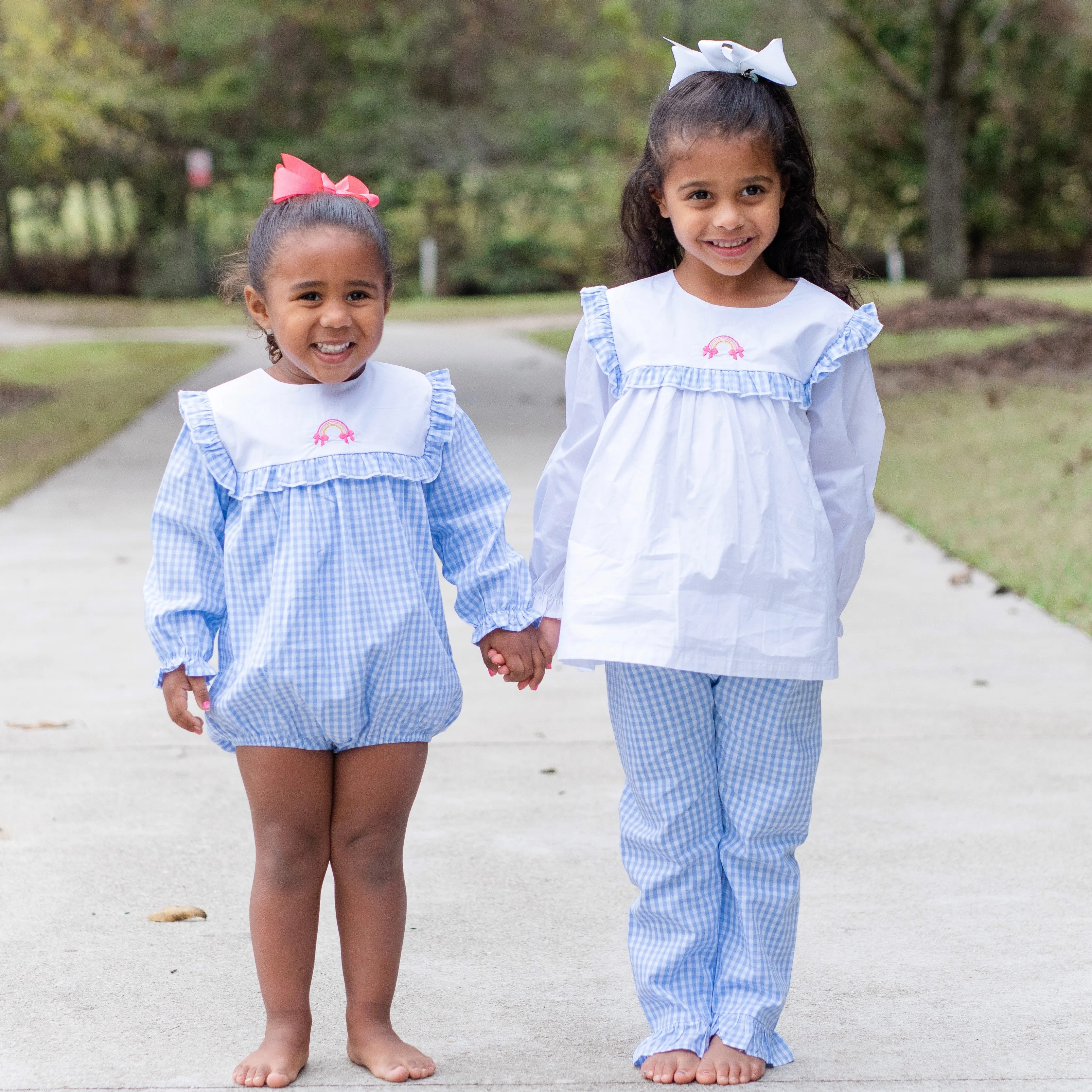 Pocketful of Sunshine Embroidered Ruffle Pant Set, Blue