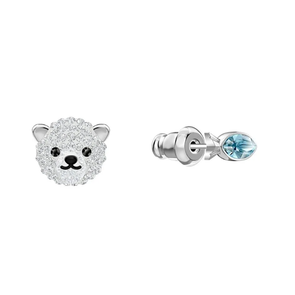 Polar Bear Multi-Colored Rhodium Plated Pierced Earrings