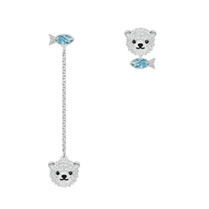 Polar Bear Multi-Colored Rhodium Plated Pierced Earrings