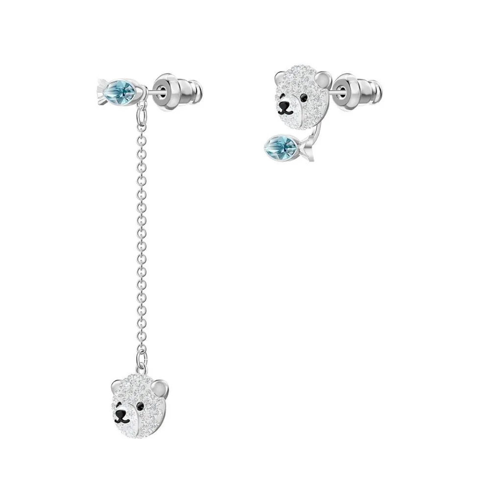 Polar Bear Multi-Colored Rhodium Plated Pierced Earrings