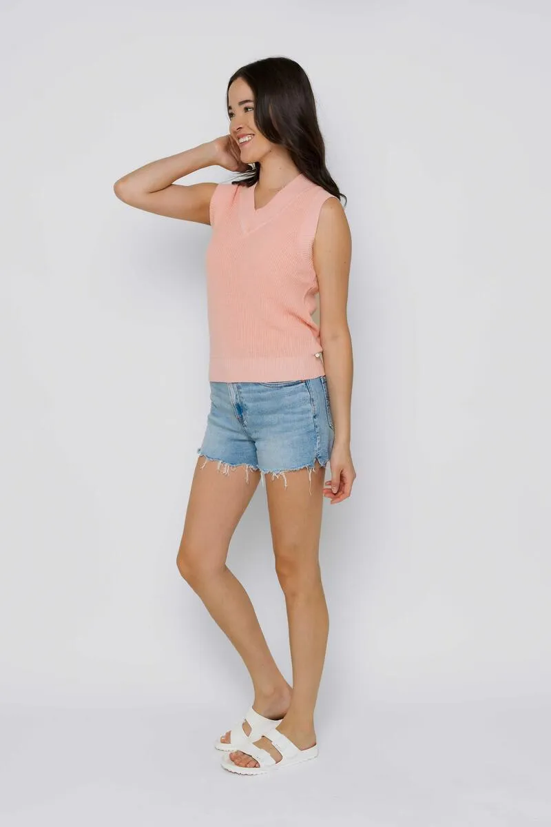 POLLY SWEATER VEST - cerulean stripe, eucalyptus, soft pink or white