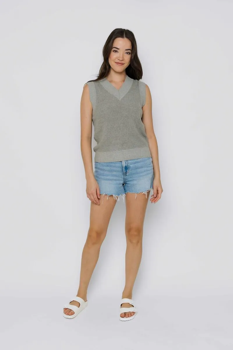 POLLY SWEATER VEST - cerulean stripe, eucalyptus, soft pink or white