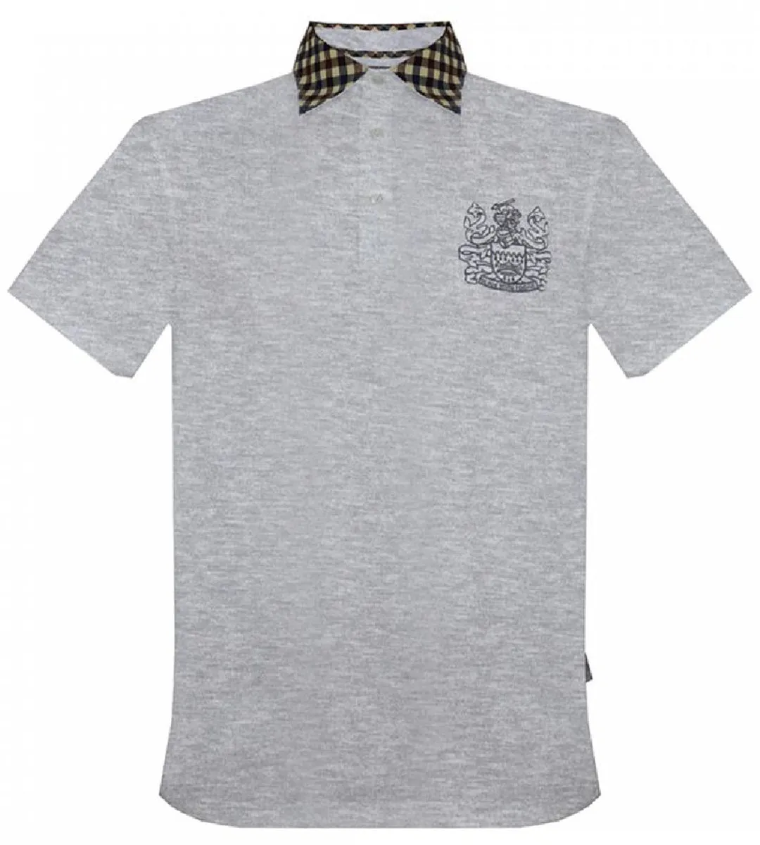 POLO Aquascutum London Casual Mens Poloshirt Check Embroidered NEW! Grey M