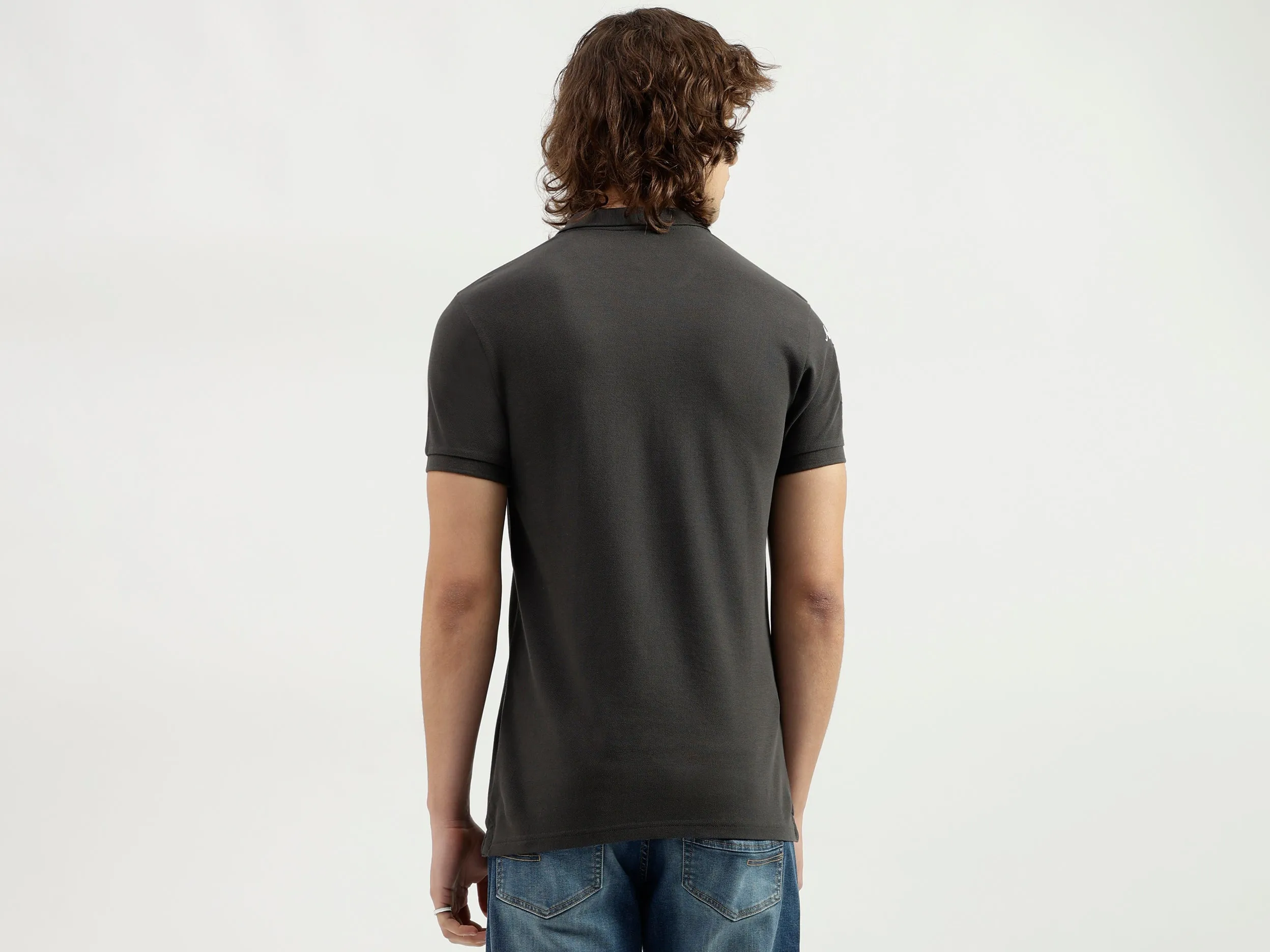 Polo Neck Solid Pattern T-Shirt