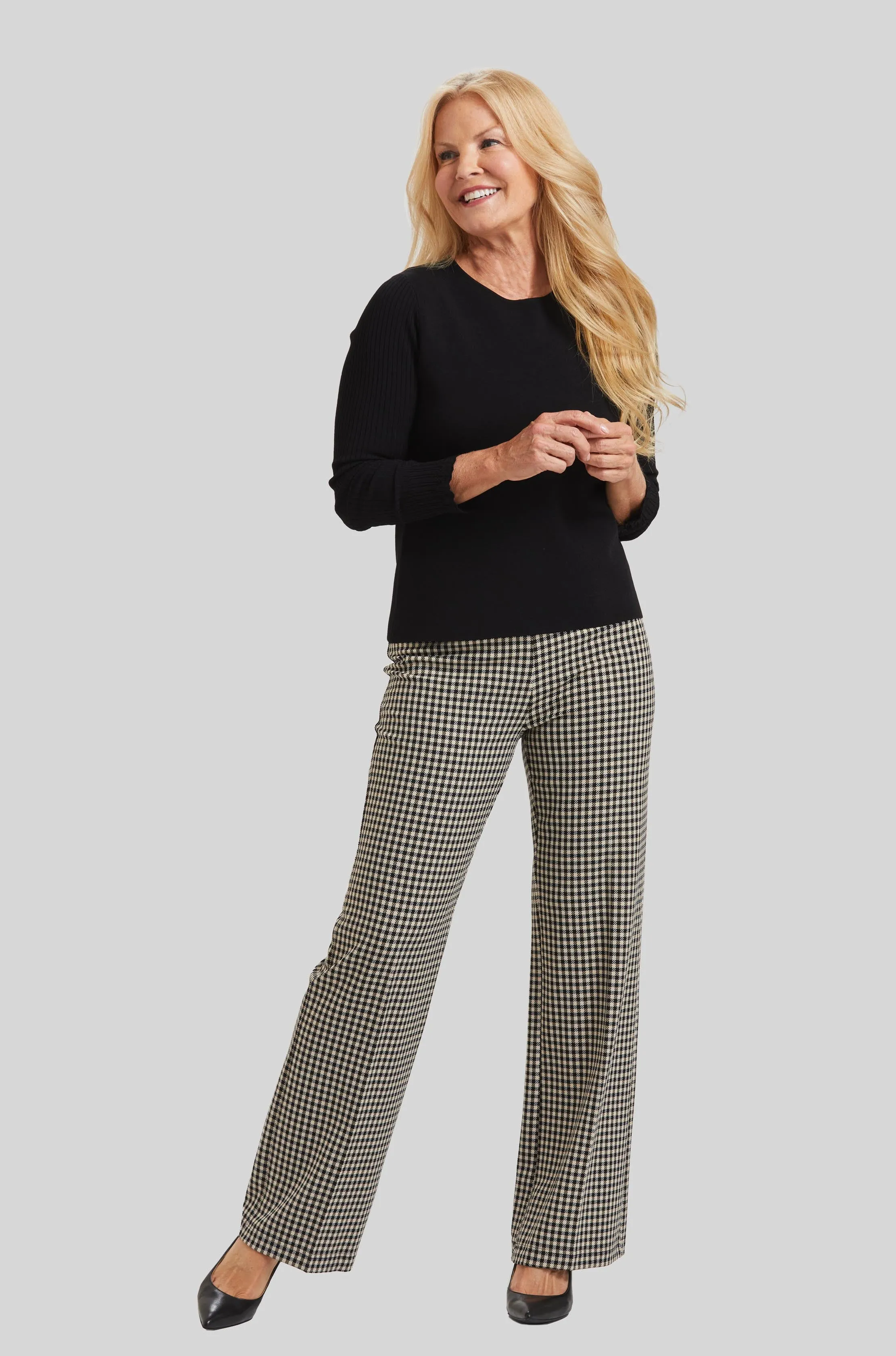 Prague Check Jules Clean Pull On Pant- Final Sale