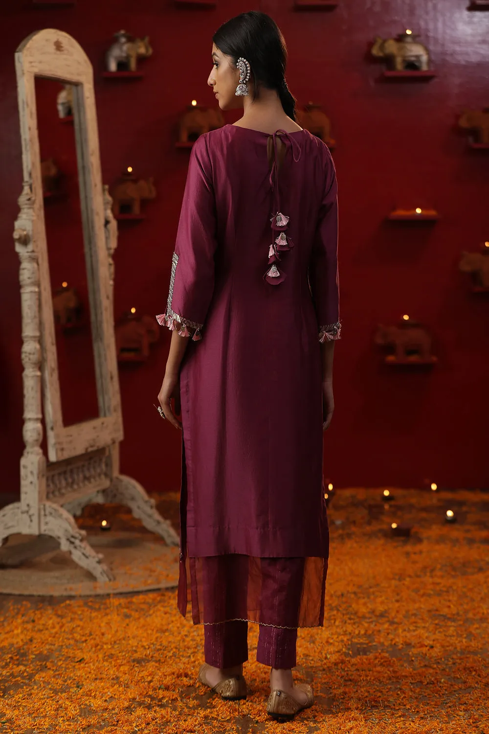 Purple Bird Handpainted Suit set
