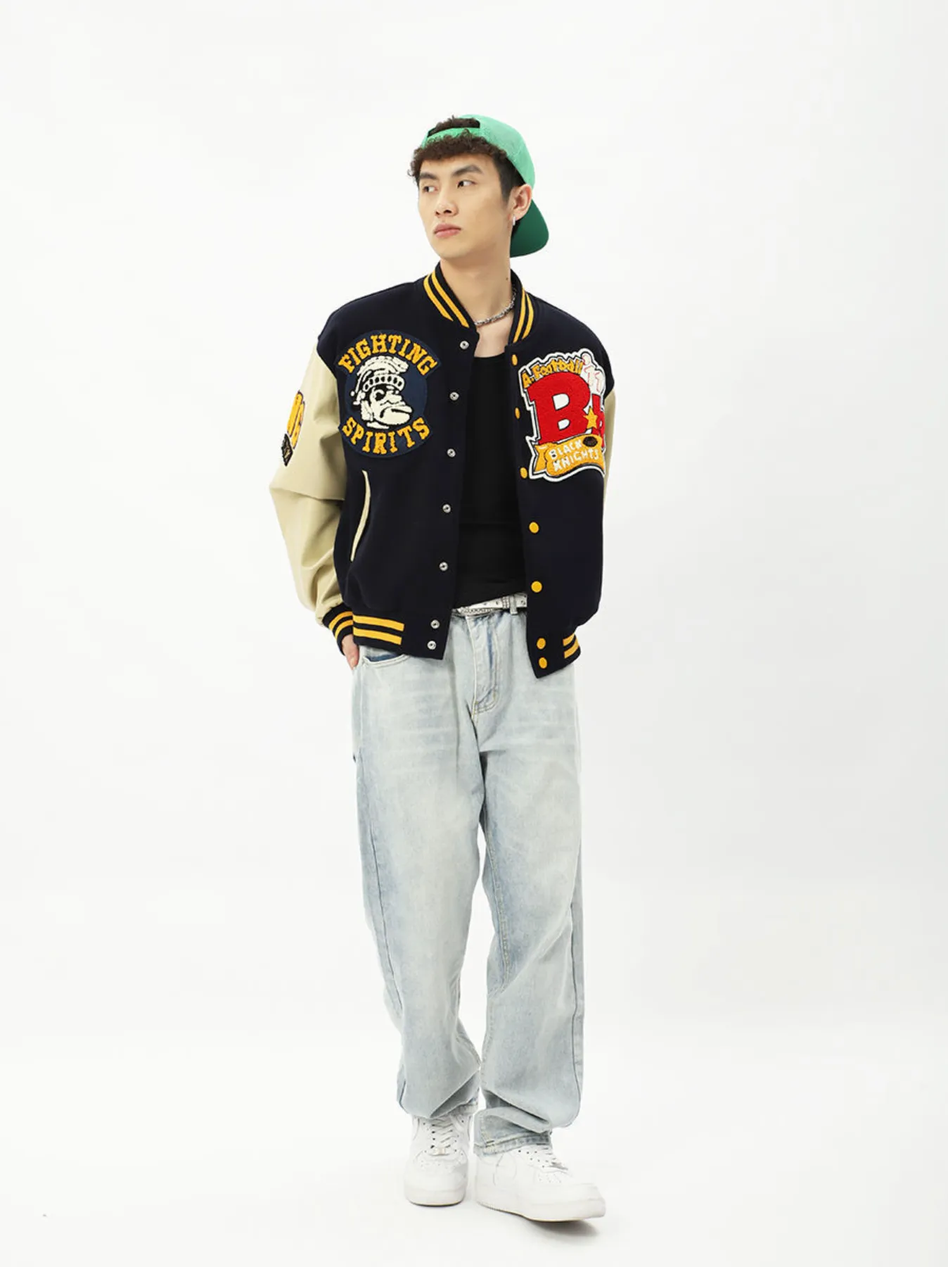 "FIGHTING SPIRITS" Veste Bombers Versity Jacket Brodée Violet - URB1™