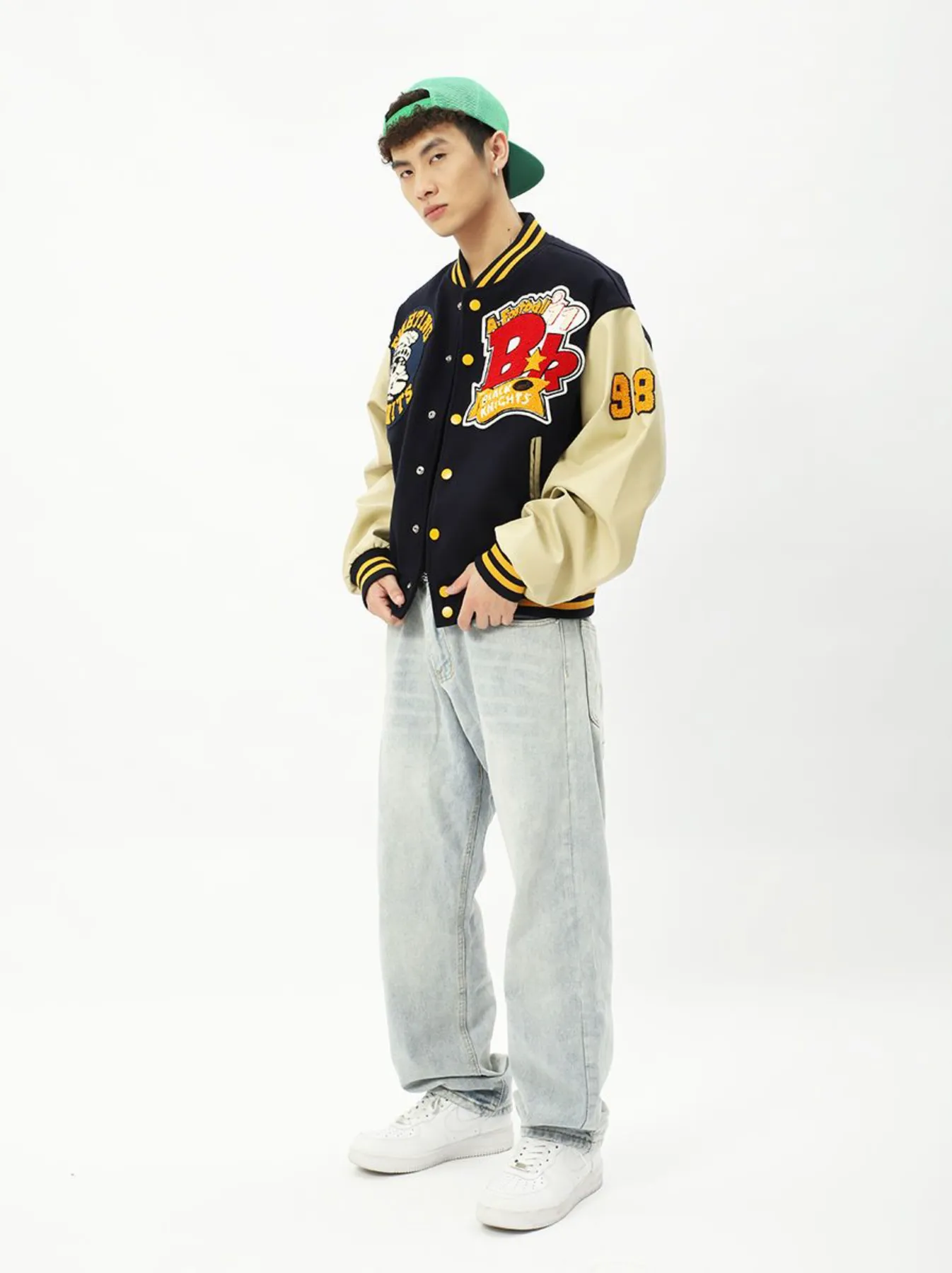 "FIGHTING SPIRITS" Veste Bombers Versity Jacket Brodée Violet - URB1™