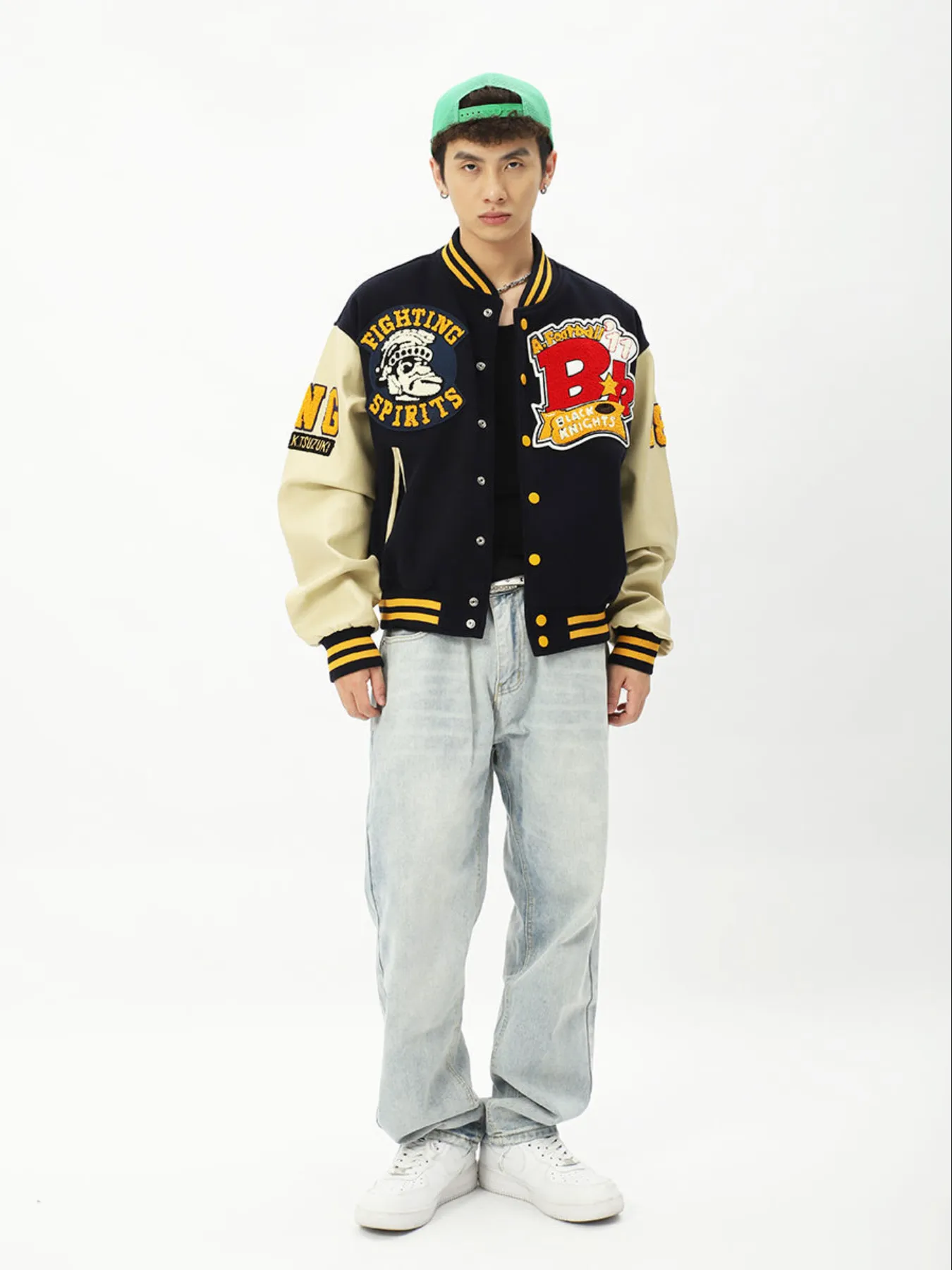 "FIGHTING SPIRITS" Veste Bombers Versity Jacket Brodée Violet - URB1™
