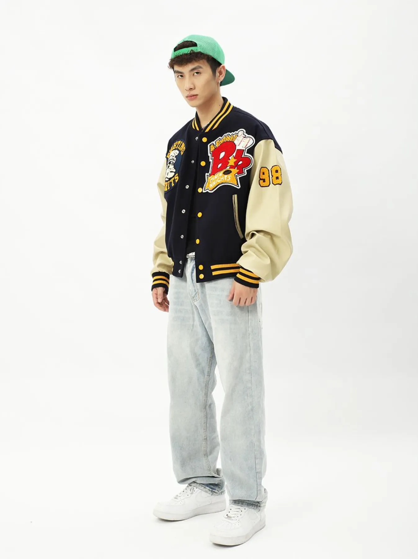"FIGHTING SPIRITS" Veste Bombers Versity Jacket Brodée Violet - URB1™