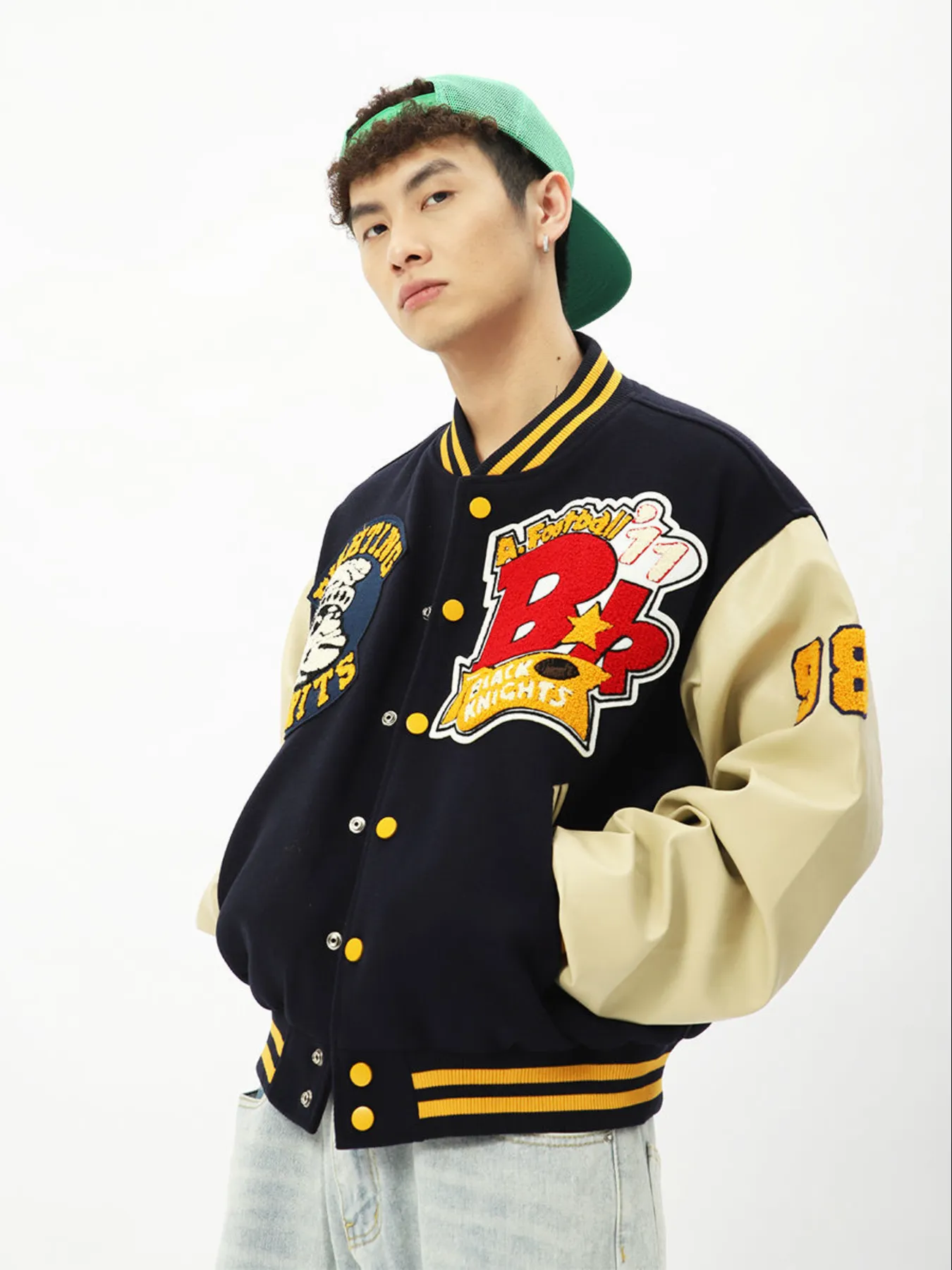 "FIGHTING SPIRITS" Veste Bombers Versity Jacket Brodée Violet - URB1™