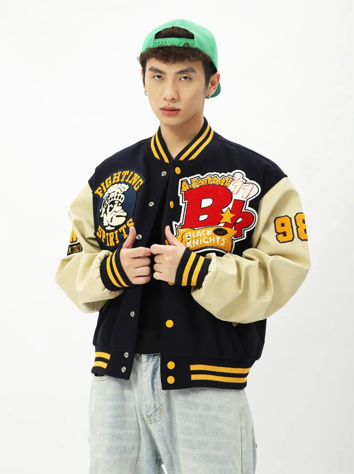 "FIGHTING SPIRITS" Veste Bombers Versity Jacket Brodée Violet - URB1™