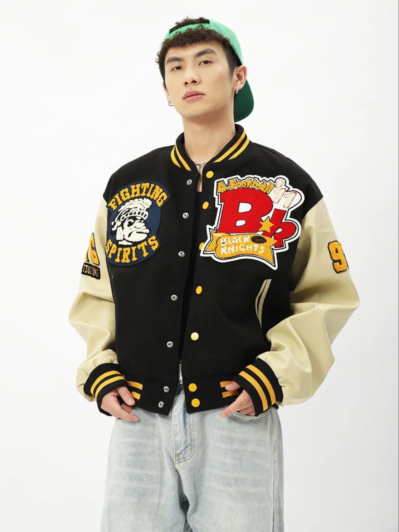 "FIGHTING SPIRITS" Veste Bombers Versity Jacket Brodée Violet - URB1™
