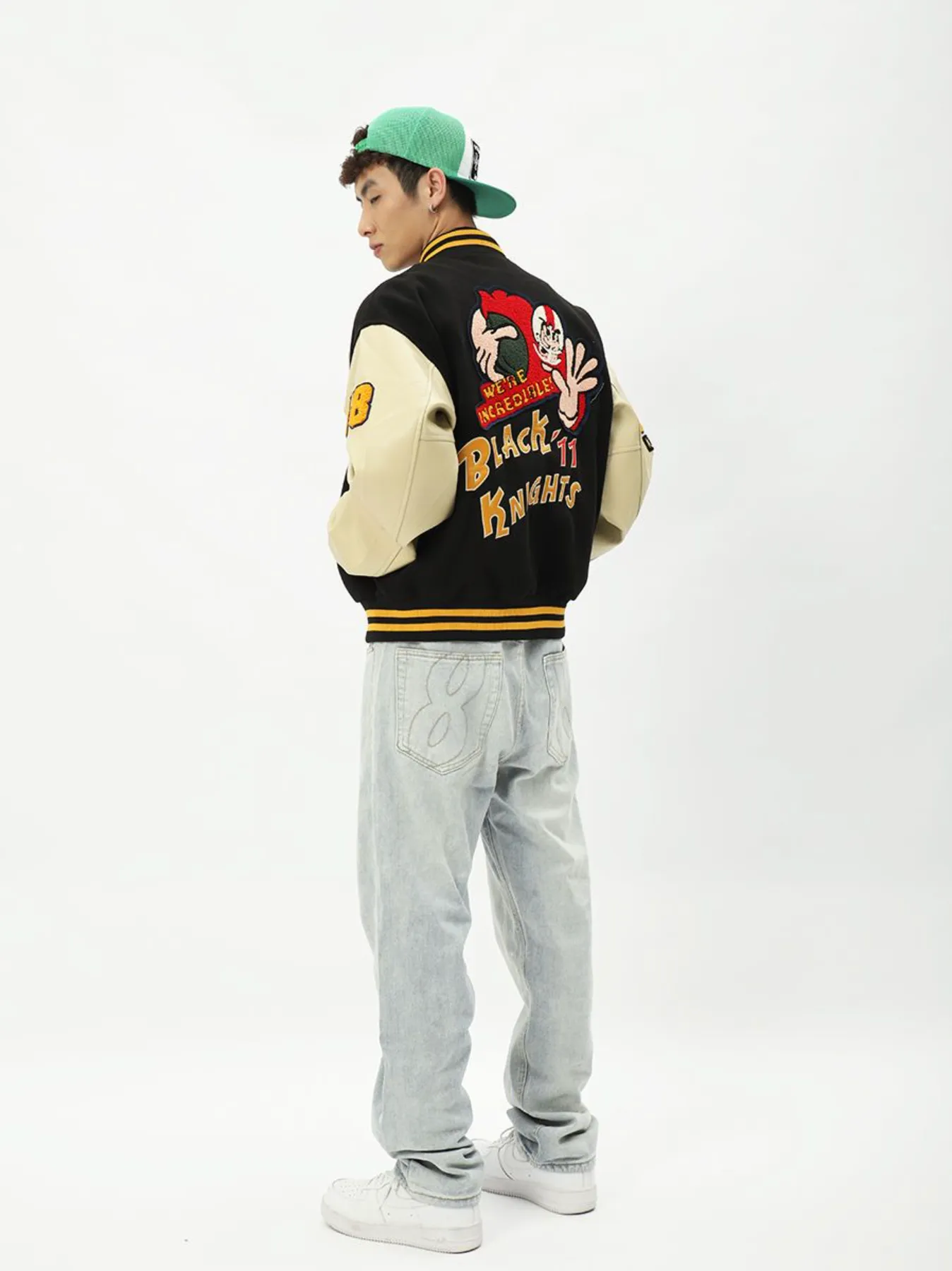 "FIGHTING SPIRITS" Veste Bombers Versity Jacket Brodée Violet - URB1™