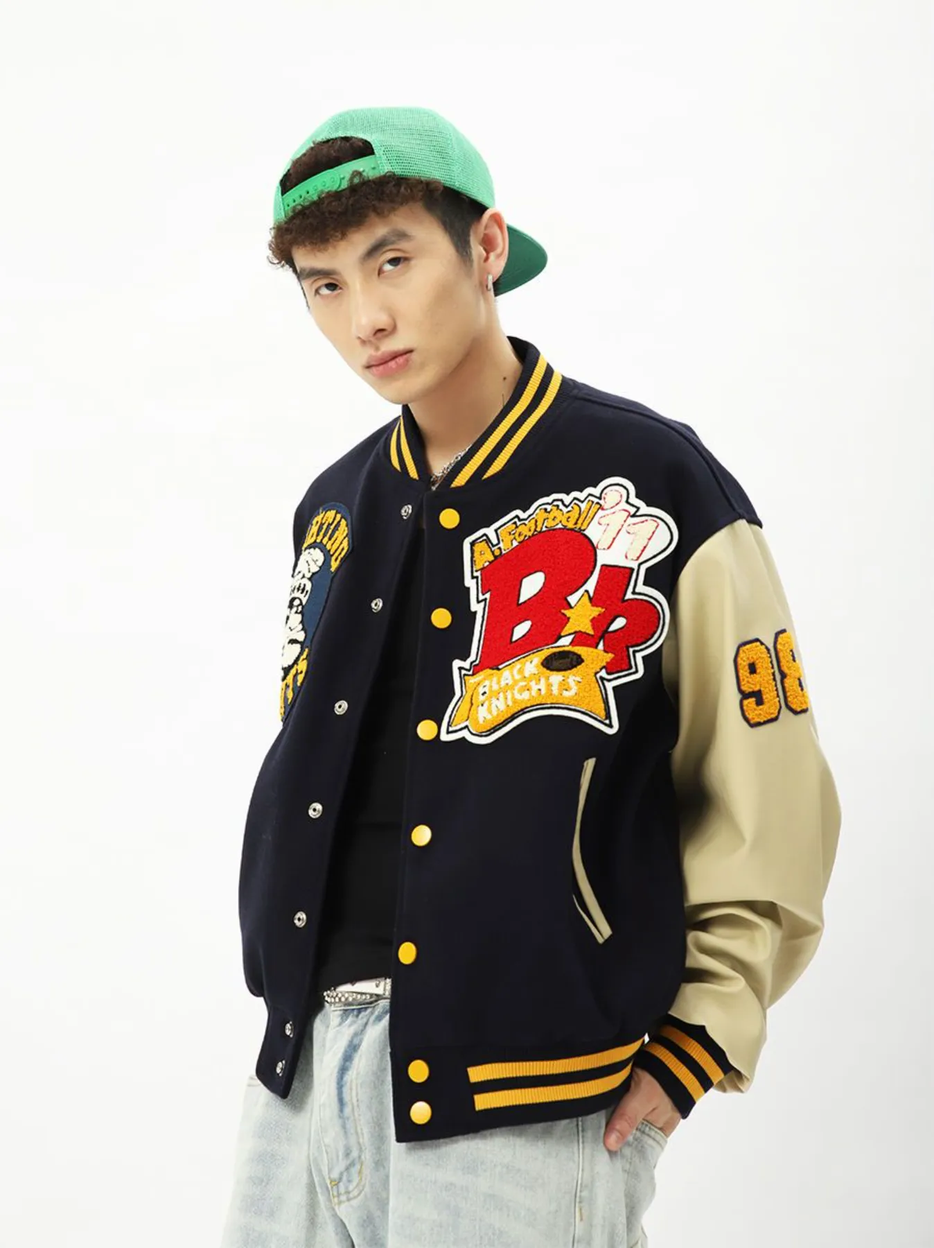 "FIGHTING SPIRITS" Veste Bombers Versity Jacket Brodée Violet - URB1™