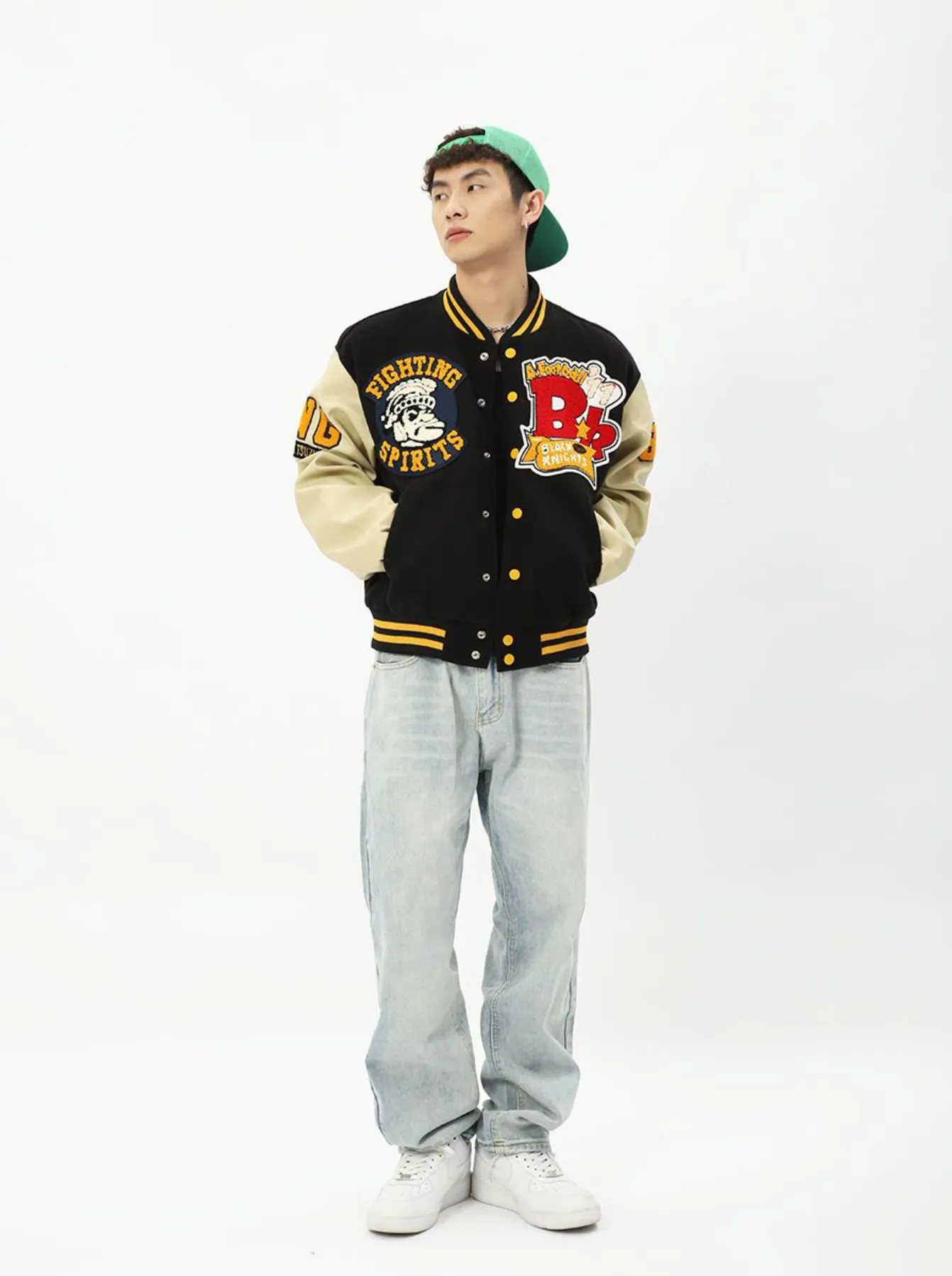 "FIGHTING SPIRITS" Veste Bombers Versity Jacket Brodée Violet - URB1™