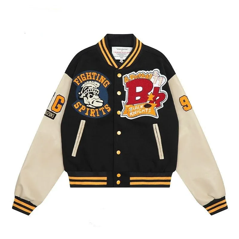 "FIGHTING SPIRITS" Veste Bombers Versity Jacket Brodée Violet - URB1™