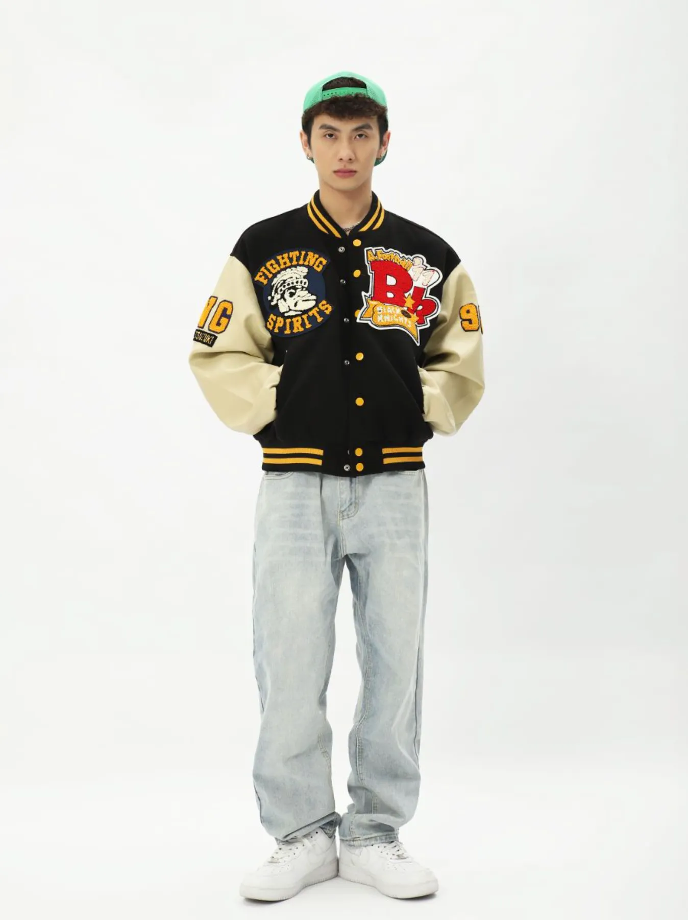 "FIGHTING SPIRITS" Veste Bombers Versity Jacket Brodée Violet - URB1™