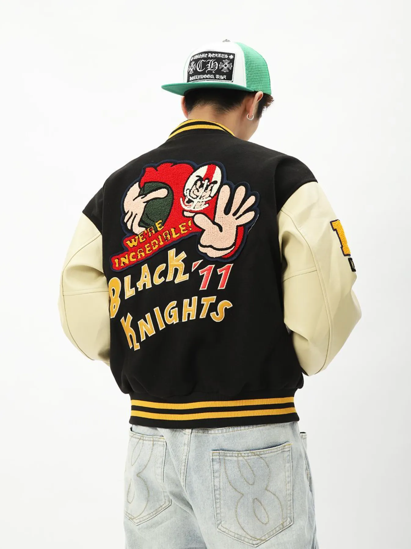 "FIGHTING SPIRITS" Veste Bombers Versity Jacket Brodée Violet - URB1™