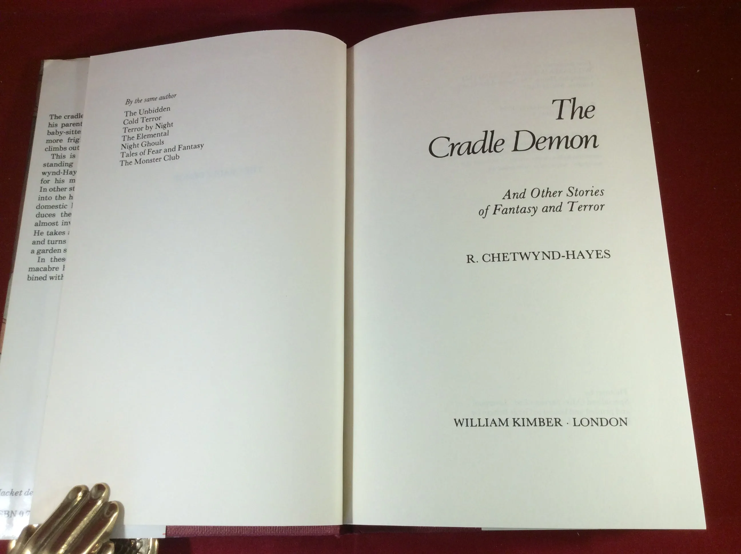 R. Chetwynd-Hayes, The Cradle Demon & Other Stories of Fantasy and Horror, William Kimber, 1978, First Edition.