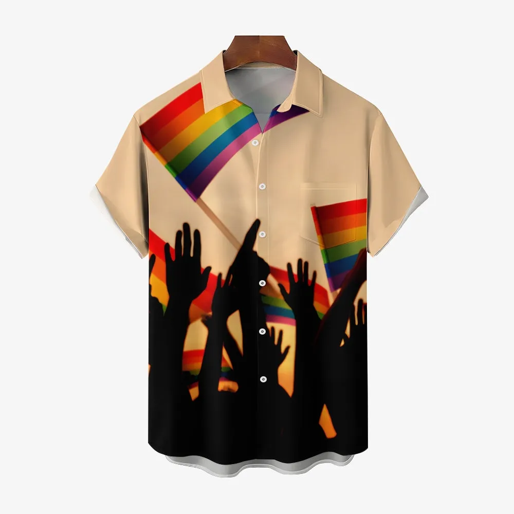 Rainbow Flag Pride Month Casual Short Sleeve Shirt 2404001805
