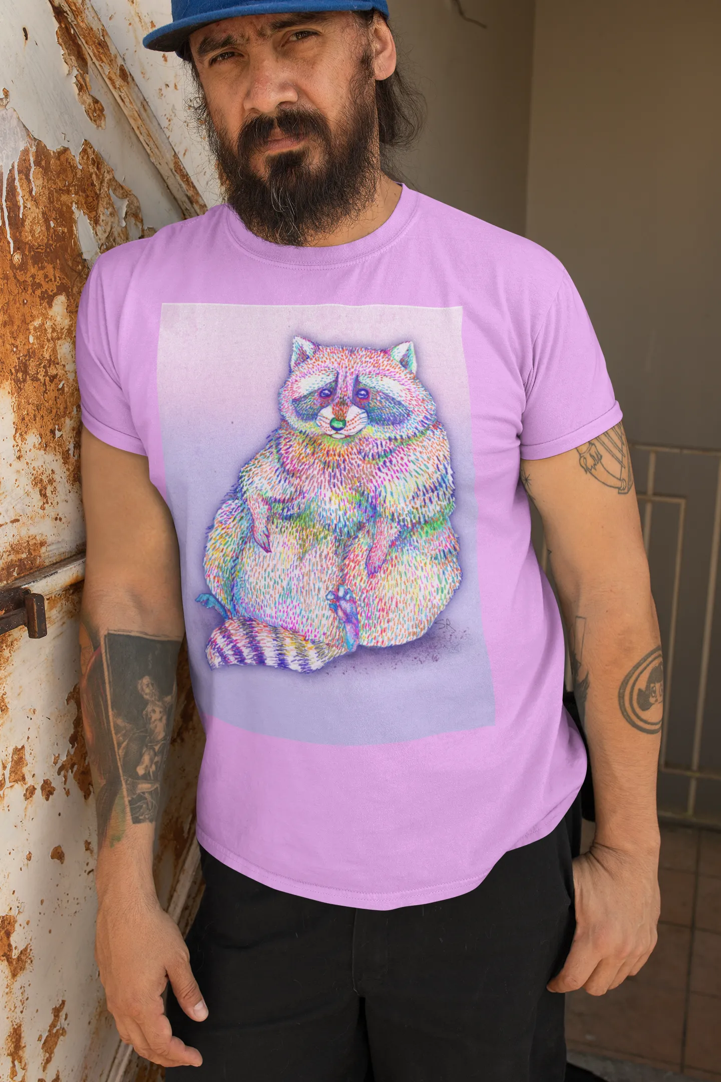 Rascal Raccoon Unisex Jersey Short Sleeve Tee - Designed by Sadie Rothenberg (Orchid)