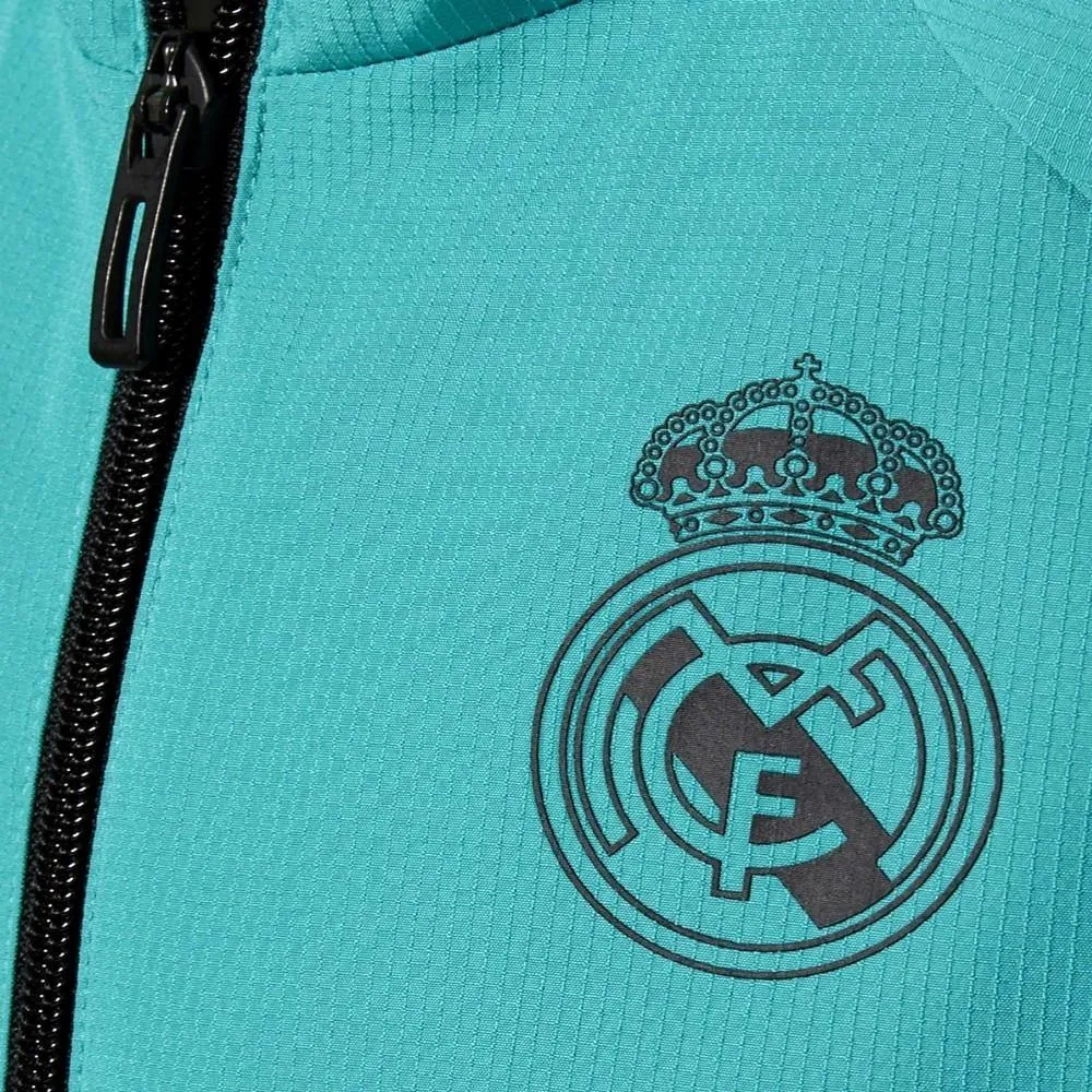Real Madrid Presentation Soccer Tracksuit 2018 Black/Light Blue - Adidas