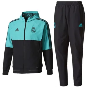 Real Madrid Presentation Soccer Tracksuit 2018 Black/Light Blue - Adidas