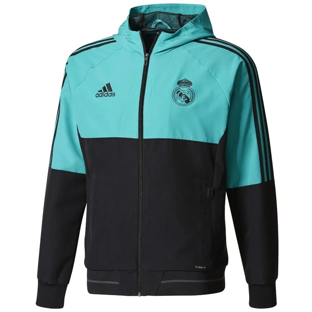 Real Madrid Presentation Soccer Tracksuit 2018 Black/Light Blue - Adidas