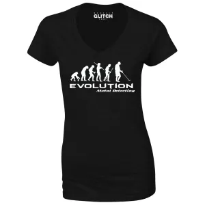 Reality Glitch Evolution of Metal Detector Womens T-Shirt - V-Neck