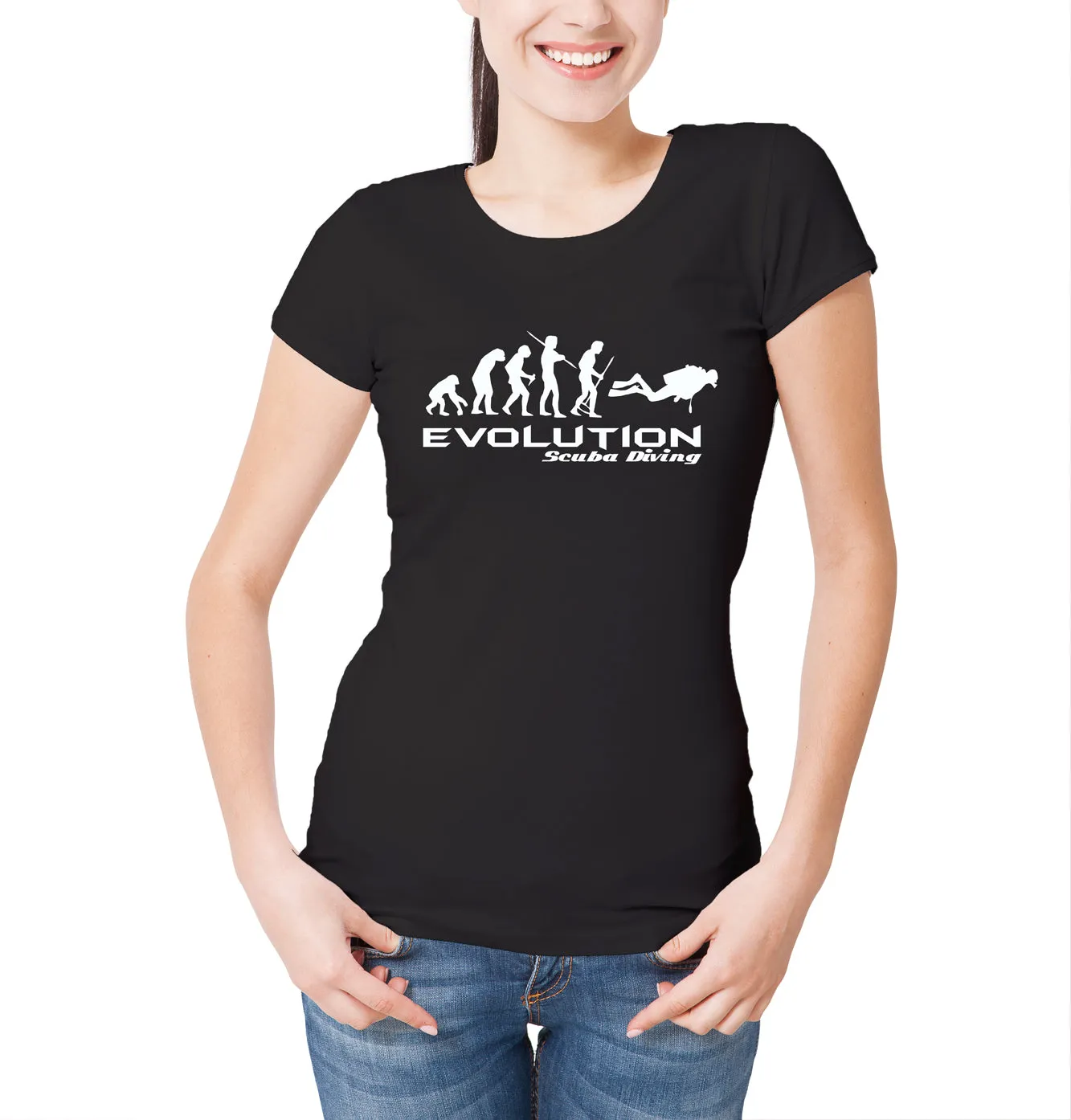 Reality Glitch Evolution of Scuba Diving Womens T-Shirt
