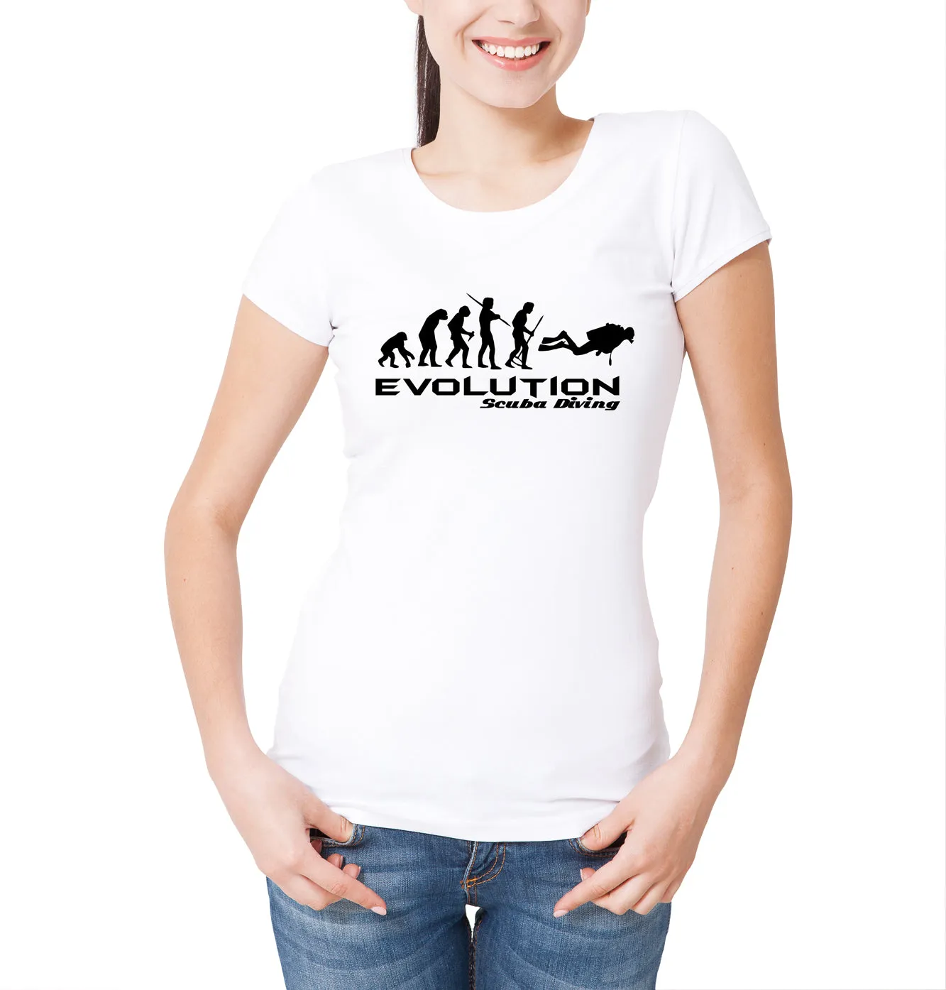 Reality Glitch Evolution of Scuba Diving Womens T-Shirt
