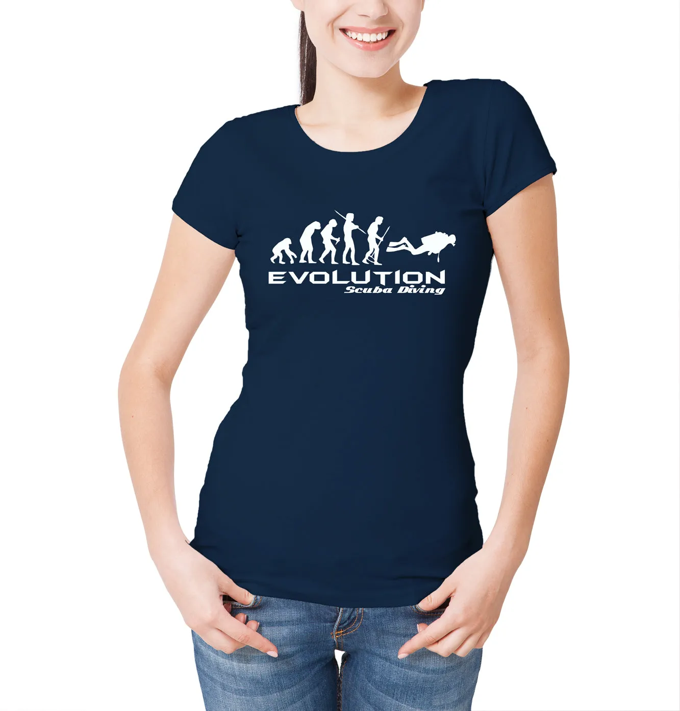 Reality Glitch Evolution of Scuba Diving Womens T-Shirt