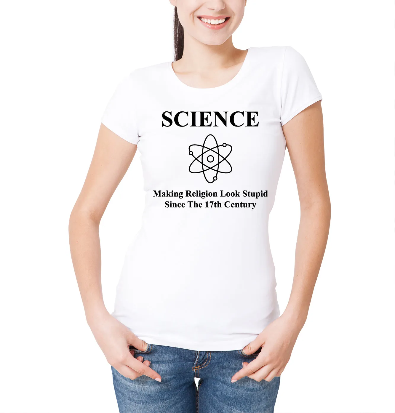 Reality Glitch Science Making Religion Look Stupid Womens T-Shirt