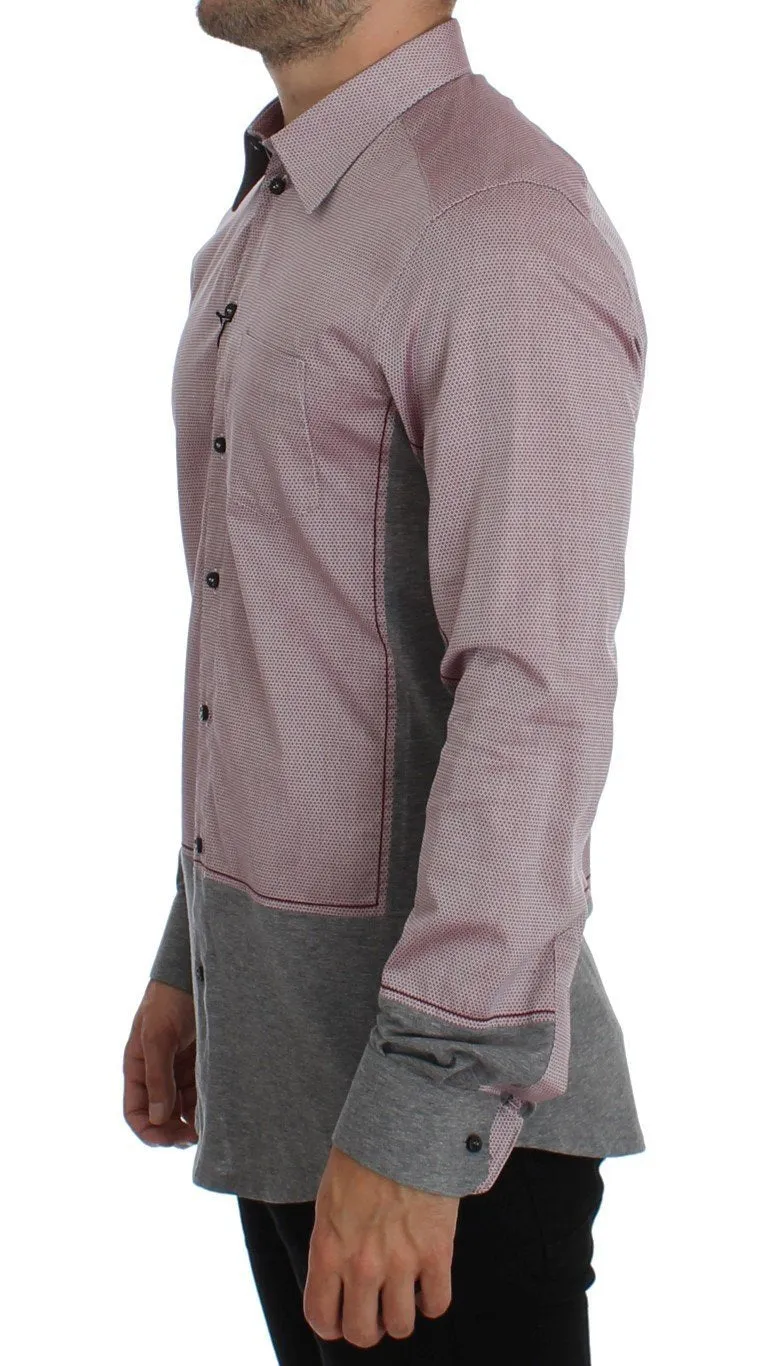 Red Gray GOLD Slim Fit Casual Mens Shirt